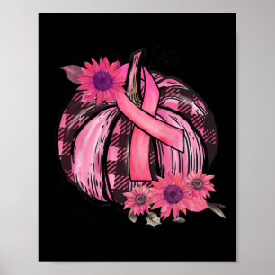 Póster Calabaza rosa Girasol Sensibilización sobre el cán