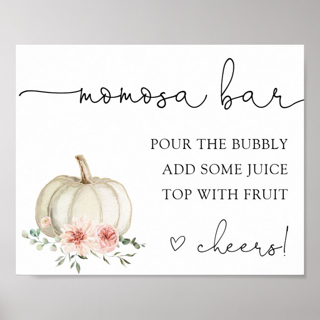 Póster Calabaza rosa Momosa Bar Bebe Rótulo (Frente)