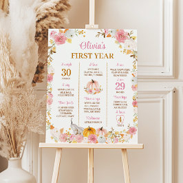 Póster Calabaza rosa primer Rótulo de cumpleaños