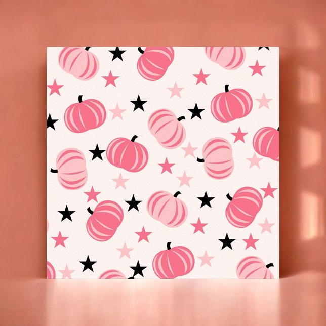 Póster Calabaza rosa y negra con estrellas Halloween y Ot (Subido por el creador)