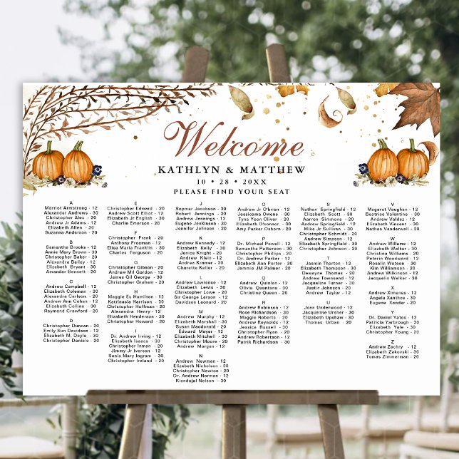 Póster Calabaza Rústica Boda de otoño asiento alfabético (Subido por el creador)