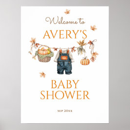 Póster Calabaza Rústica del bebé Clothestline Caer Baby S