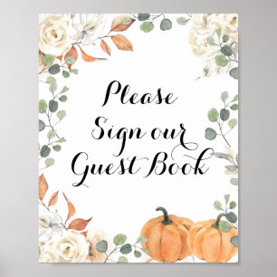 Póster Calabaza rústica Por favor, Rótulo nuestro Libro d