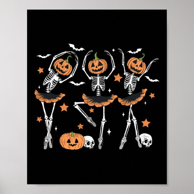 Póster Calabaza Skeleton Terror Halloween Hombres Mujeres (Frente)