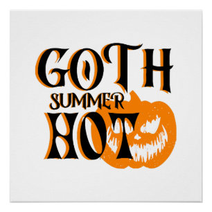 Póster Calabaza Sonriente de Terror del Verano Gótico Cal