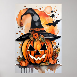Póster Calabaza sonriente - Un deslumbrante Halloween