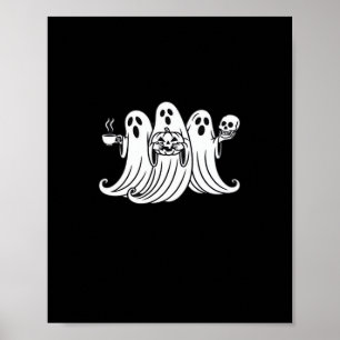 Póster Calabaza sosteniendo café espeluznante