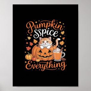 Póster Calabaza Spice Everything Cat Lover Cute otoño caí