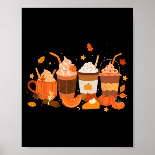 Póster Calabaza Spice Latte Café Feliz Día de Acción de G