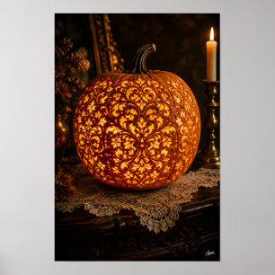 Póster Calabaza tallada con encaje antiguo