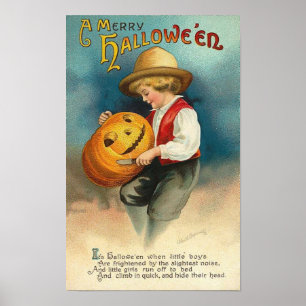 Póster Calabaza tallada de niño pequeño