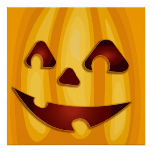 Póster Calabaza tallada sonriendo diseño de Halloween