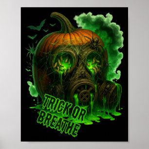Póster Calabaza Tóxica de Halloween Máscara de Gas Espelu