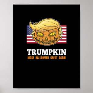 Póster Calabaza Trumpkin Halloween con diseño de bandera 