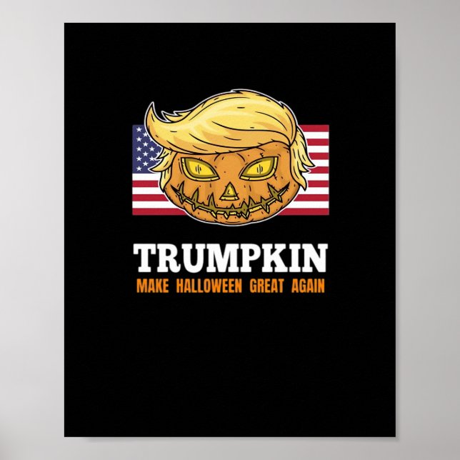 Póster Calabaza Trumpkin Halloween con diseño de bandera  (Frente)