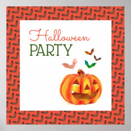 Póster Calabaza y murciélagos, bienvenida a Halloween