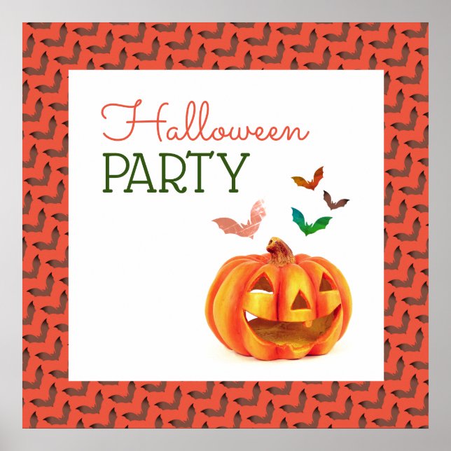 Póster Calabaza y murciélagos, bienvenida a Halloween (Frente)