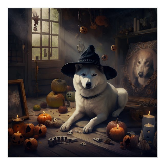 Póster Calabazas Akita Halloween de Terror (Anverso)