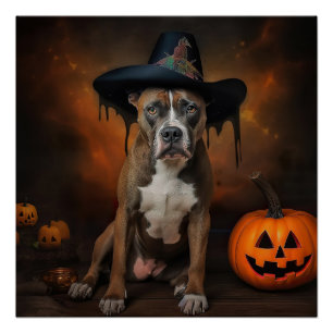 Póster Calabazas American Staffordshire Halloween de Terr