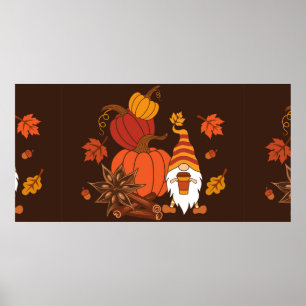 Póster Calabazas, anís estrellado, palos de canela, hojas
