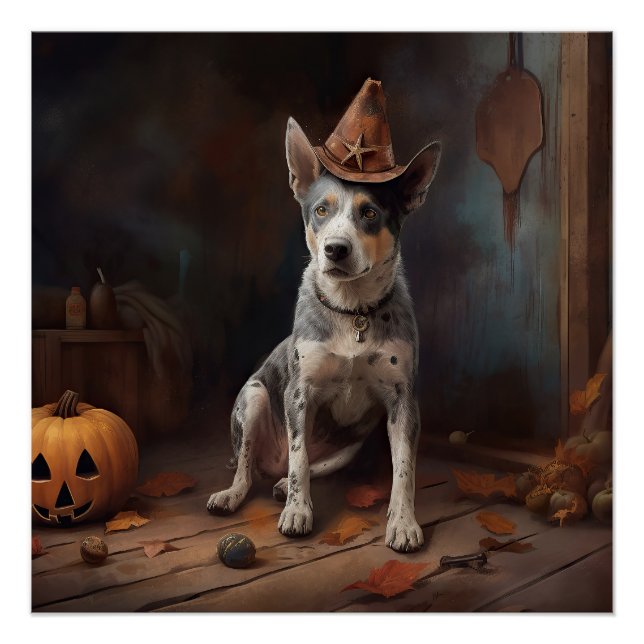 Póster Calabazas Australian Cattle Halloween Espeluznante (Anverso)
