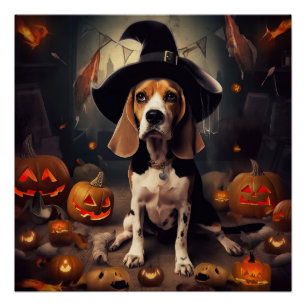 Póster Calabazas Beagle Halloween Espeluznantes