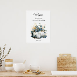 Póster Calabazas blancas caen ducha de novia bienvenida