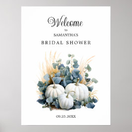 Póster Calabazas blancas caen ducha de novia bienvenida