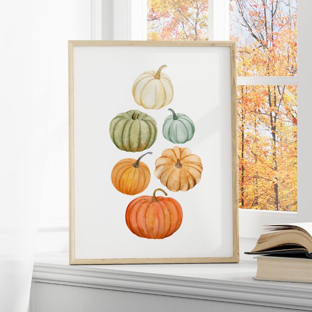 Póster Calabazas coloridas de agua en otoño (Subido por el creador)