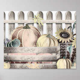 Póster Calabazas de caída de vintage caídas colores dibuj