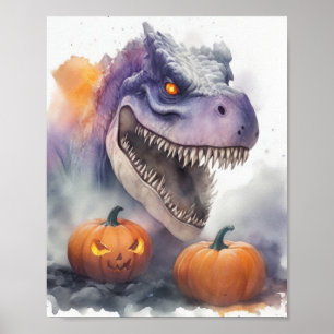 Póster Calabazas de dinosaurios de Halloween