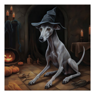 Póster Calabazas de galgo italiano Halloween aterrador
