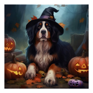 Póster Calabazas de Halloween Aterradoras de Montaña de B