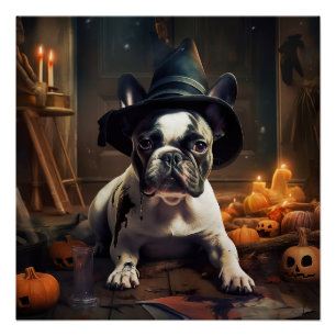 Póster Calabazas de Halloween de Bulldog Francés Espeluzn
