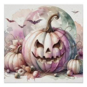 Póster Calabazas de Halloween otoñales
