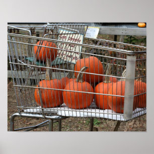 Póster Calabazas En El País De La Carretilla De Compras O