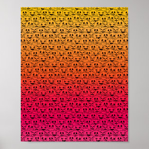 Póster Calabazas espeluznantes y coloridas - Patrón Hallo