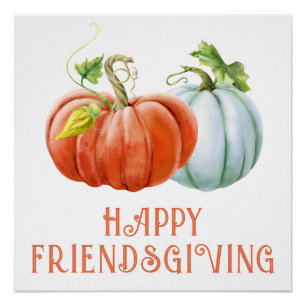 Póster Calabazas Feliz amistad naranja quemado