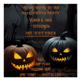 Póster Calabazas festivas de Halloween y patrón floral