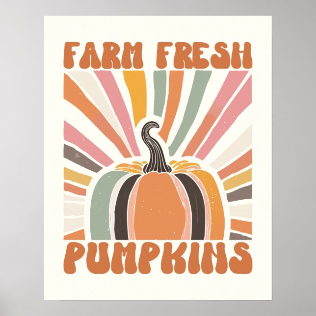 Póster Calabazas frescas de la granja retro (Frente)