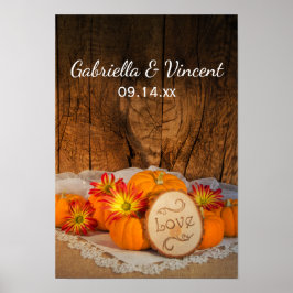Póster Calabazas rusticas de la boda de otoño