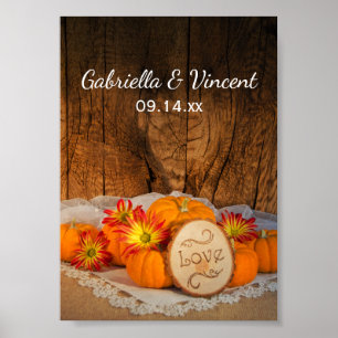Póster Calabazas rusticas de la boda de otoño