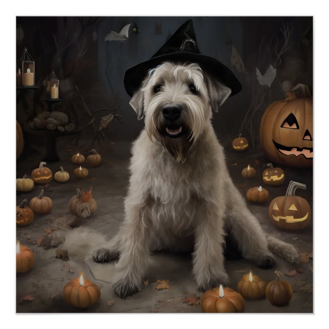 Póster Calabazas Terrier Trigo Halloween Asustadizo (Anverso)