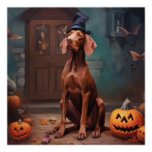 Póster Calabazas Vizsla Halloween Espeluznante