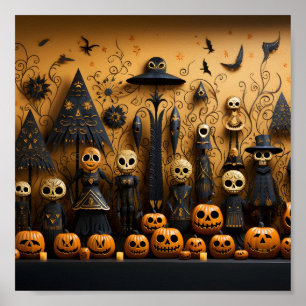 Póster Calabazas Y Calaveras De Patrón Sin Maravilla De G