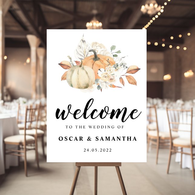 Póster Calabazas y flores de acuarela de otoño modernas (Subido por el creador)