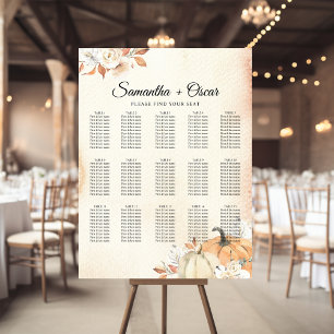 Póster Calabazas y flores rusticas de Naranja otoñal