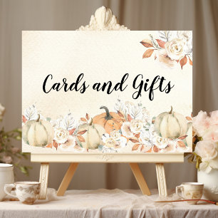 Póster Calabazas y flores rusticas otoñales