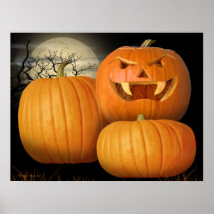 Póster Calabazas y Jack-o-Linterna de Halloween