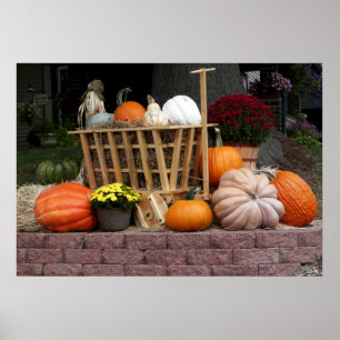 Póster Calabazas y Mamá Imagen de otoño